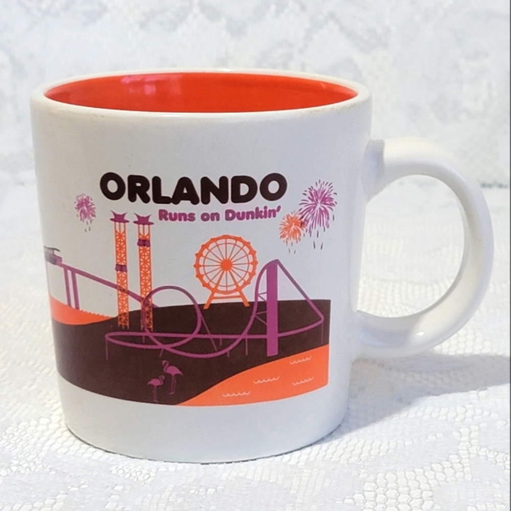 Orlando Runs on Dunkin' Coffee Mug 2013 Limited Edition Orange Interior FL Cup